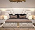 Luxury Custom Leather Modern Bedroom Furniture Sets Cherry Wood King Size Bed