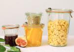 Fancy Round Glass Food Storage Jars , Weck Glass Jars Heat Resistant Glass