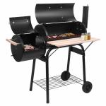 Chrome Plated BBQ Charcoal Smoker Grill with Temperature Gauge 71cm Cooking