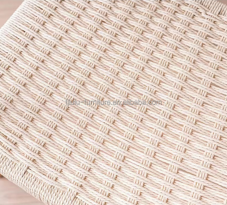 Home Furniture Modern North European Style Woven Cord Dining Chairs with Rubber Wood Frame