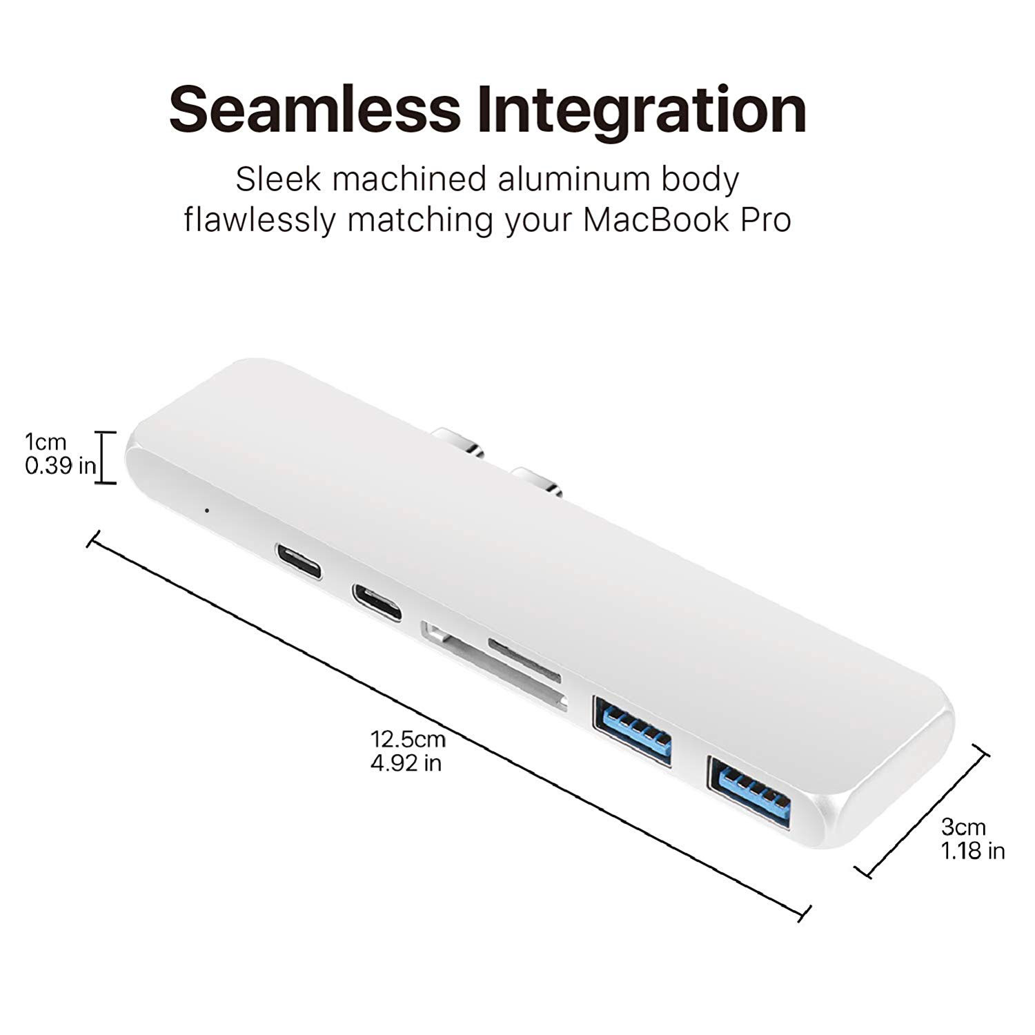 USB C Hub 7 in 1 Adapter Dual Type C Docking Station to 40Gbps Thunderbolt 3,Dual USB 3.0 4K 30Hz SD&TF Card reader