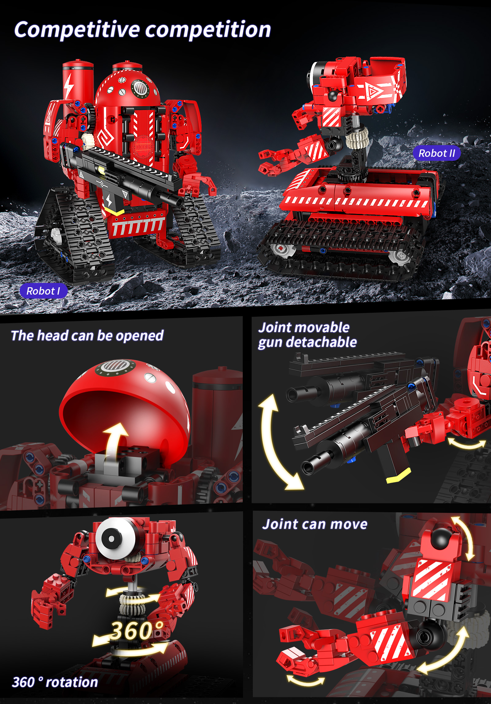 Indoor-Outdoor Electric Toy 5-in-1 Stunt Robot for Educational Building Block Gameplay