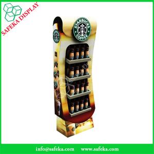 China 4 tier paper material paperboard bottle display shelf printed paper racking display stand for starbucks coffee factory