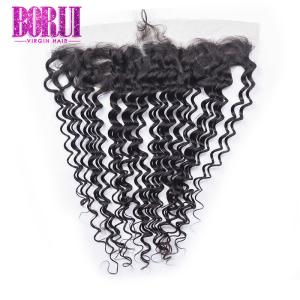 China 10a Grade Deep Curly Brazilian Hair Lace Frontal Pre Plucked Swiss Lace factory