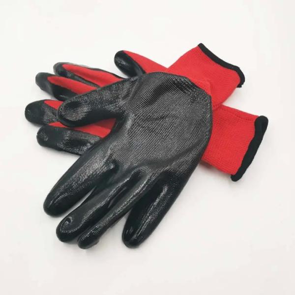 Oil Resistant Nitrile Coated Construction Work Gloves Safety Nylon Nitrile
