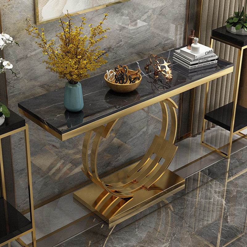 Contemporary Marble Console Tables With Stainless Steel - Elegant Design