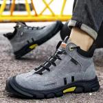 Gray Suede Safety Boots With Kevlar Midsole And Slip-Resistant Rubber Sole