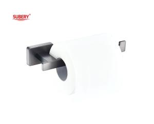 China Zinc Bathroom Single Toilet Roll Paper Holder gun metal Color OEM Zinc Base rectangle Design classical factory