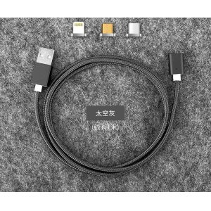 Magnetic Charging Micro Data LED USB Cable 360 Degree 3 In 1 Nylon Braided