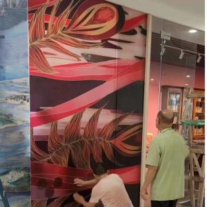 China Digital UV Printing Screen Partition Tempered Art Glass Carving Wire Glass factory