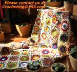 Handmade Crochet Yarn Baby Sheet Blankets Granny Square Afghan Coverlet Table