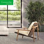 Outdoor Sofa Lounge Chair Made of Solid Teak Wood with Woven Leather Seats and