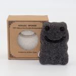 Black Elephant Shape Konjac Fiber Sponge 100 Pure Charcoal Bath Sponge