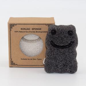 China 100% Organic Frog Bath Sponge Charcoal Konjac Sponge Cleansing Puff 7x3.5cm factory