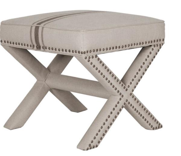 Wooden Fabric storage ottoman X Cross shape legs ottoman stool ,birch wood with