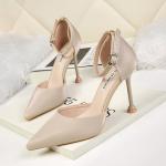 6266-1 Korean Fashion Pointed High Heels Shallow Mouth Silk Satin Sexy Sandals