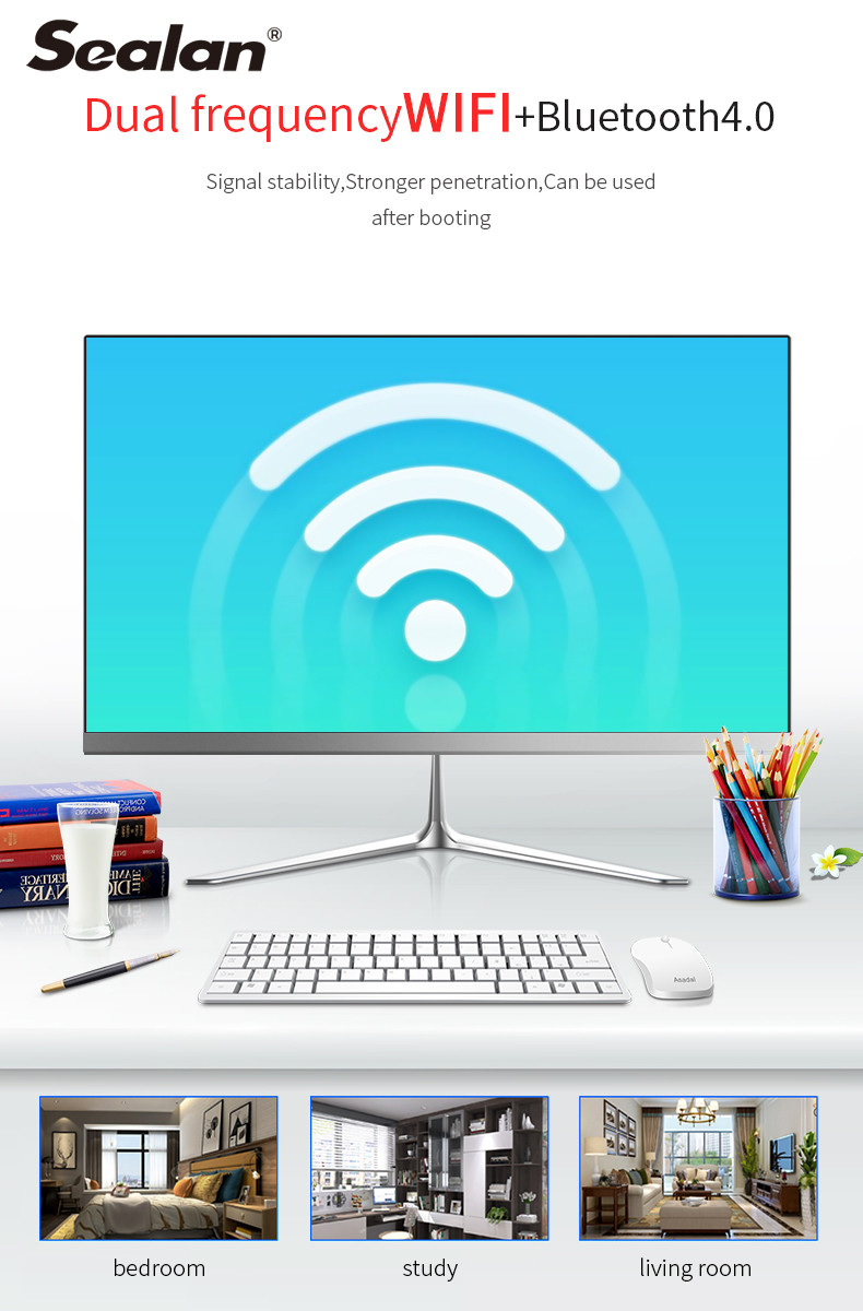 I3 3120 WIFI 2.4GHz 23.8 Inch All In One PC for Home Using