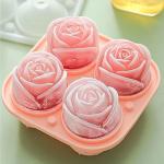 Rose Ice Cube Mold,Bongpuda Silicone Ice Cube Tray,4 Cavity Silicone Rose Ice