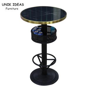 China 2 Person Black Bistro High Top Table Sets Outdoor Metal Counter Wood Tall factory