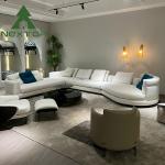 White Semi Circular Linen Sofa Interior Decoration Villa Living Room Office Area