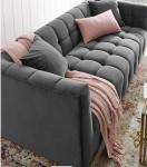 Ergonomic Design Customized Grey Velvet Lounge Sofa For Living Room