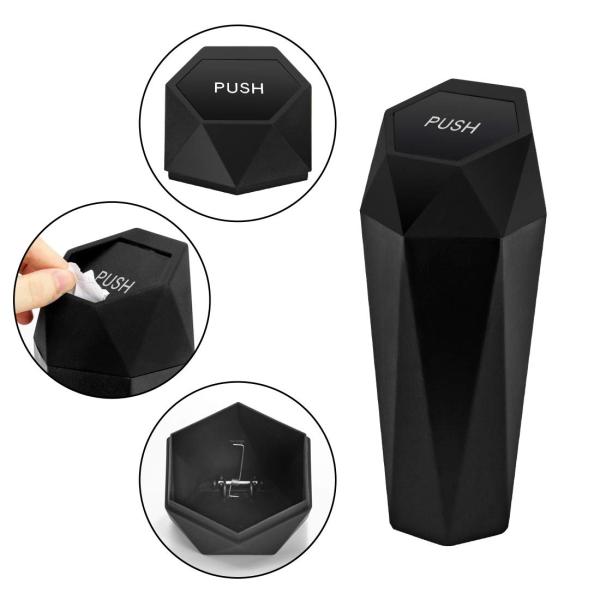 Leakproof Vehicle Trash Bin Easy Clean Up Car Trash Can with Lid New Car Dustbin Diamond Design