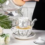 Ceramic Tea Mug With Strainer And European Glass Teapot Sustainable One Person