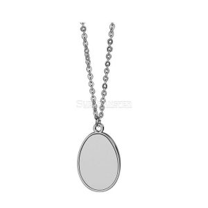 China Oval Shape Sublimation Photo Necklace With Aluminum Insert Custom Photo Printing Sublimation Metal Necklace factory
