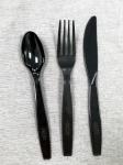 7 Inch Disposable Cutlery High Quality Wedding Western Disposable Black Plastic