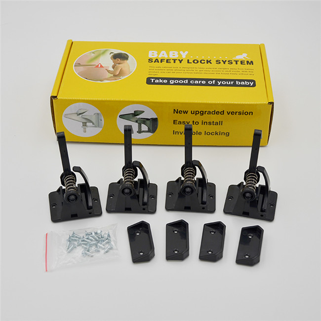 Updated Version Black Baby Safety Drawer Locks , Child Proof Door Locks Durable