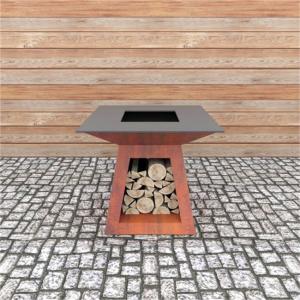 China 3mm Thick Movable Corten Steel Barbecue Fire Pit Customized Size factory