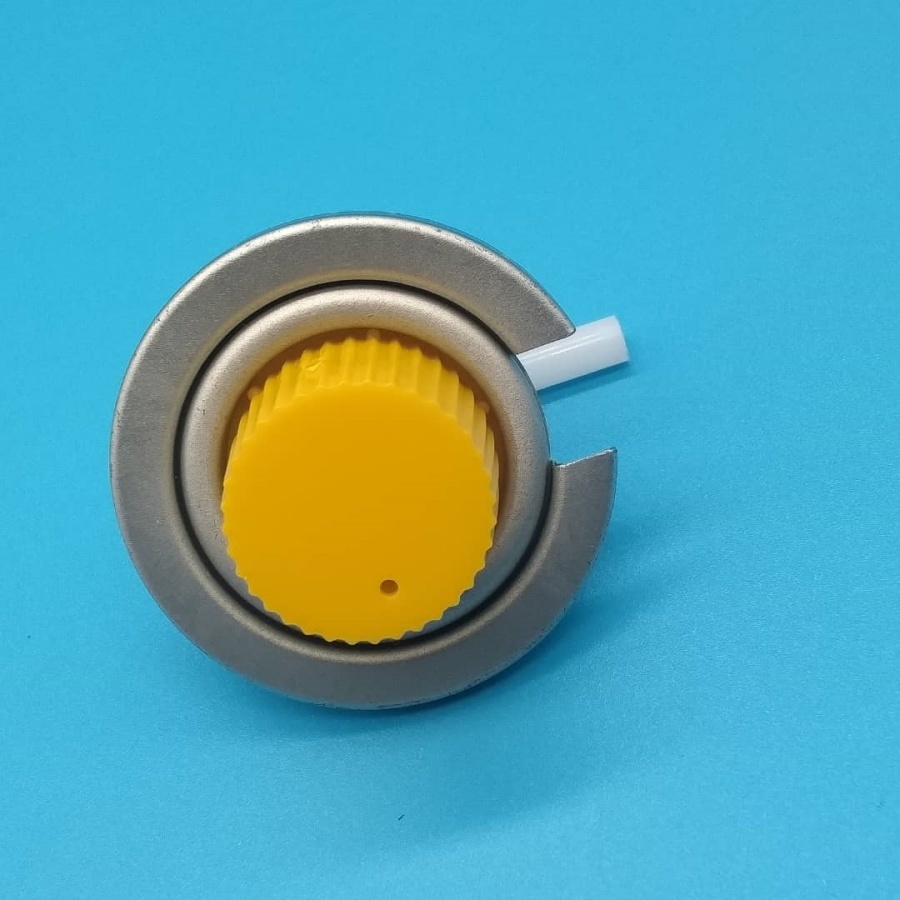 Efficient Compact Gas Canister Valve for Lighter Refill Fuel Canisters with Self-Sealing Nozzle Design