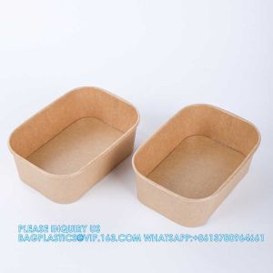 Biodegradable Rectangle Kraft Paper Bowl Recyclable Square Kraft Paper