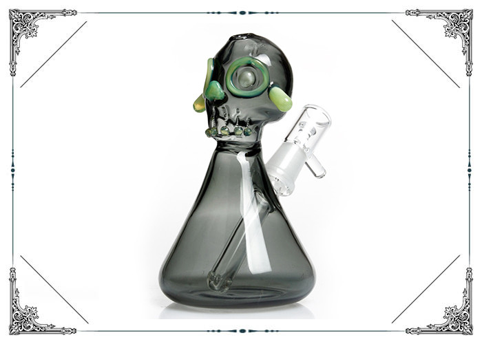 Small Glass Bongs Green Skull Oil Rig Insert 3 - Hole Perc Mini Glass Water Pipes