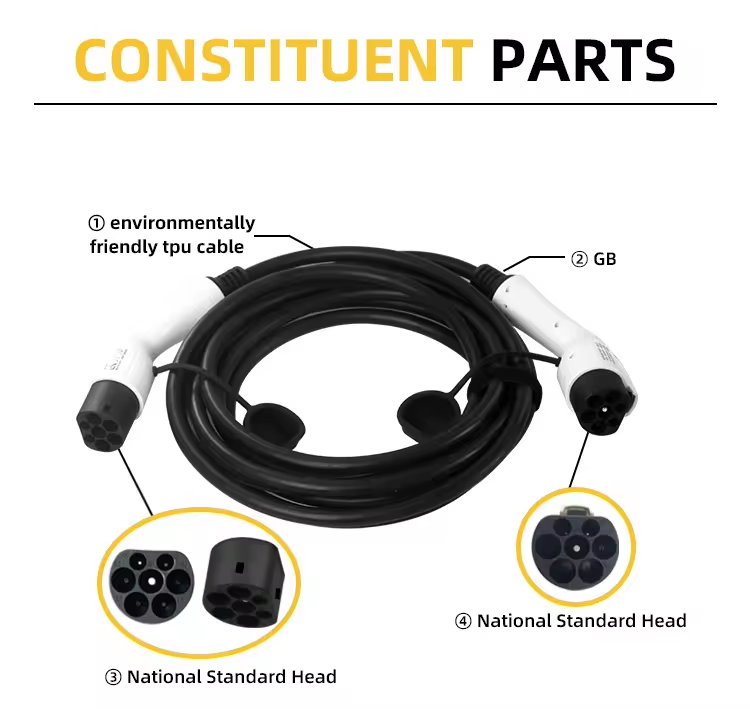 PC Copper GBT 16a EV Patch Cord for 3.5KW Electric Cars 1Meters Cable Length and Wireless Pile