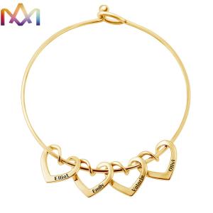 China 65MM Womens Engraved Bracelets With Heart Pendant factory