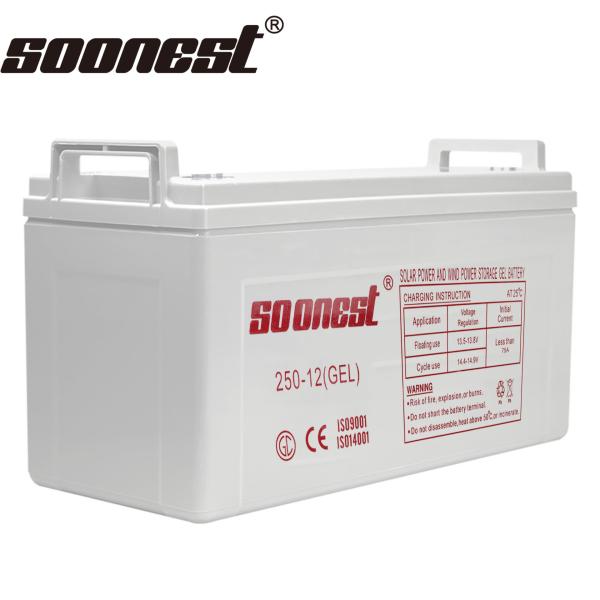 Soonest Rechargeable Deep Cycle Solar Gel Battery 12V 250Ah 200Ah 100Ah Lead