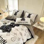 Customized Color 4Pcs 100% Polyester White Bear Bed Sheet Set For Hotel Baby