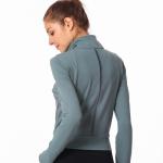 280gsm Women Yoga Jacket Turtleneck Zipper Slim Fit Yoga Jacket With Hidden