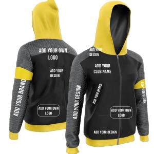 China Custom Logo Printing and Embroider 100% Cotton Men's Workout Hoodies with Zipper-up Style factory