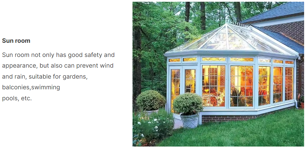Chinese Top Hardware Sunrooms Glass Houses Container House with Polygon Roof Molding