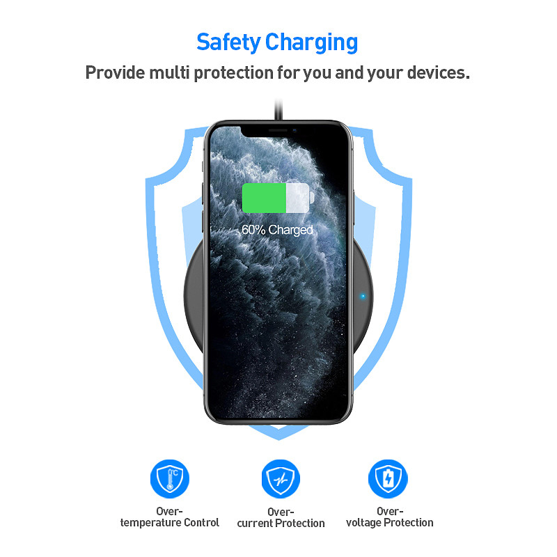 9807 7mm Ultra Slim Wireless Charger , 10W Qi Wireless Charger Charging Pad