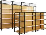 Transfer Wood Gondola Shelving Grocery 4 Post Column Rack Shelves