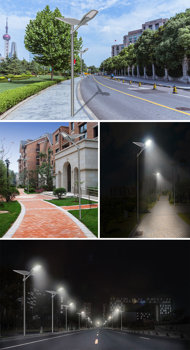 LED Solar Street Light With Pole Interstellar Warrior Lamps High Lumen Waterproof