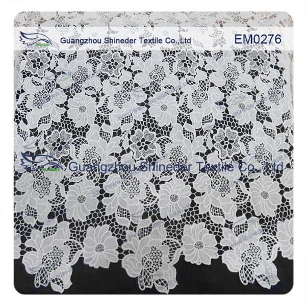 Mesh polyester lace Fabric White Flower Embroidered Lace material for girls