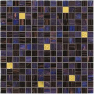 China Dark blue and purple with real gold waving tile 20mm glass mosaic mix patter factory