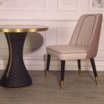 Hotel Solid Wood Back Chair PU High Elastic Sponge Padded Dining Room Chairs