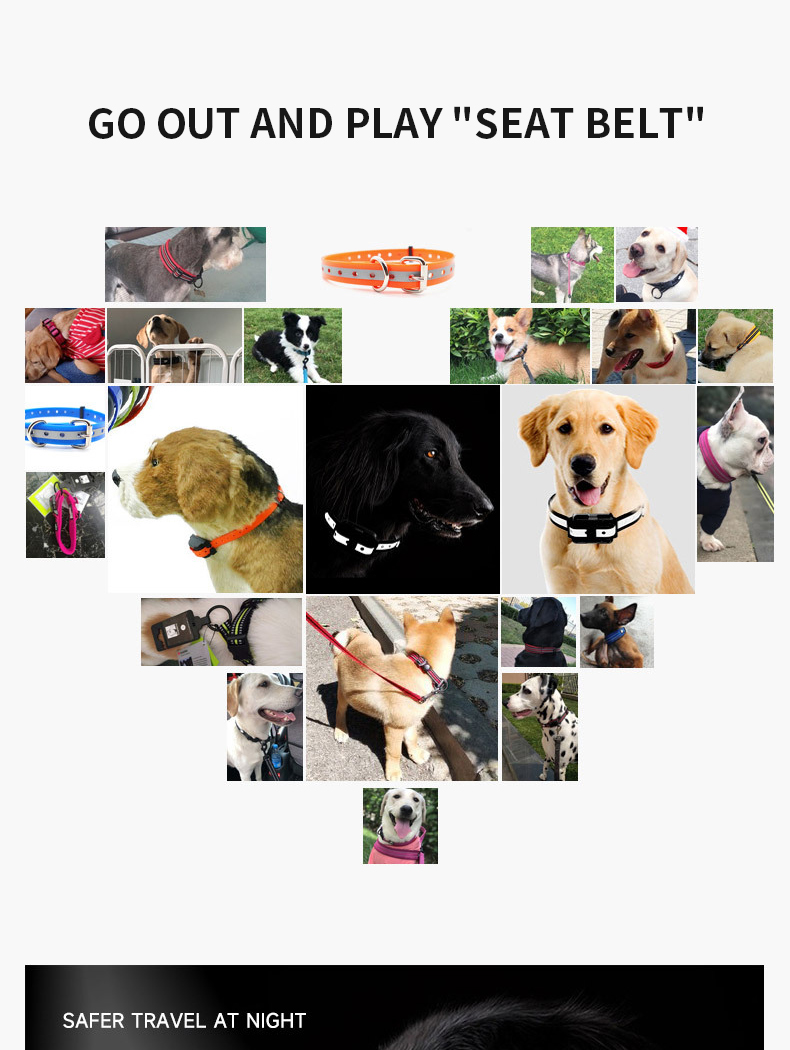 All-Season Reflective Dog Collar Hundehalsband No Pull Adjustable TPU Hardware Buckle Solid Pattern