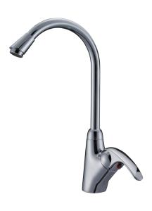 China Polished Single Lever Mixer Taps , Brass Ceramic Kitchen Sink Water Faucet with One Hole factory