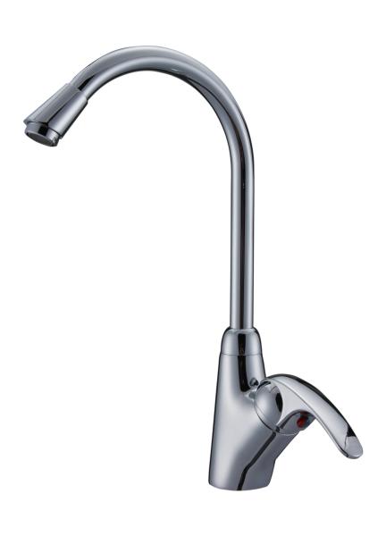 Polished Single Lever Mixer Taps , Brass Ceramic Kitchen Sink Water Faucet with